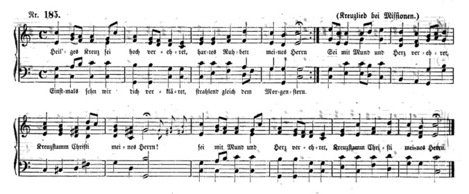 Heil’ges Kreuz: Noten aus dem Melodienbuch zur Engelsharfe (1866)