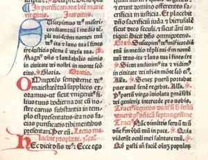 Seite aus einem Missale. Druck: Franz Renner, Venedig 1481.